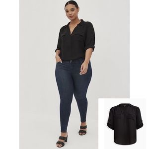 NWT Torrid Black Harper Georgette Blouse 1, Plus Size Women's Top 1X 14 16 Shirt